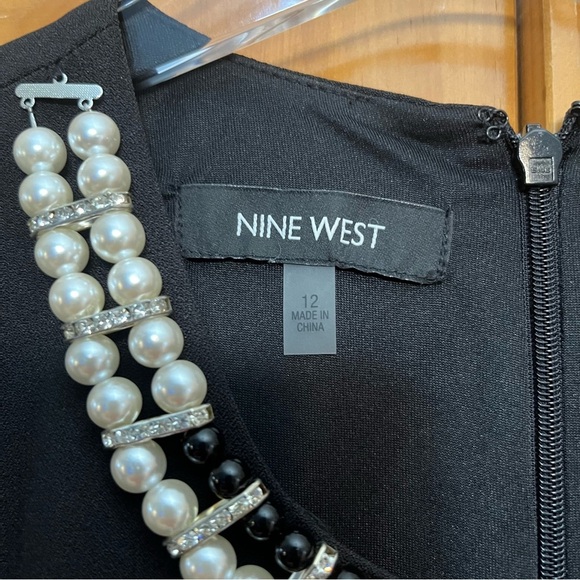 Nine West Black Sleeveless Dress With Pearl Accents at Neckline Size 12 NWT - Picture 5 of 12